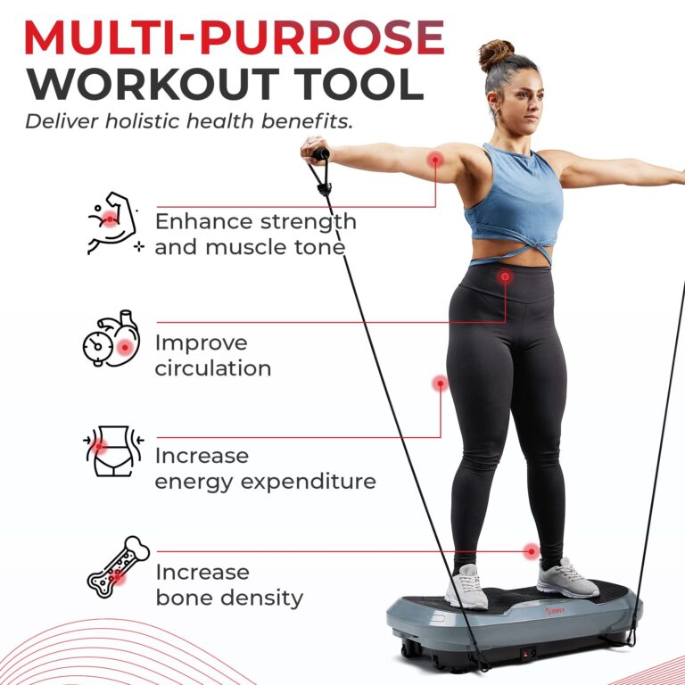 Sunny Health & Fitness 3D Vibration Plate Exercise Platform with Dual Resistance Bands - Total Body Shaker Machine with 16 Speed Settings and 3 Vibration Modes – SF-VP822057 - Image 8