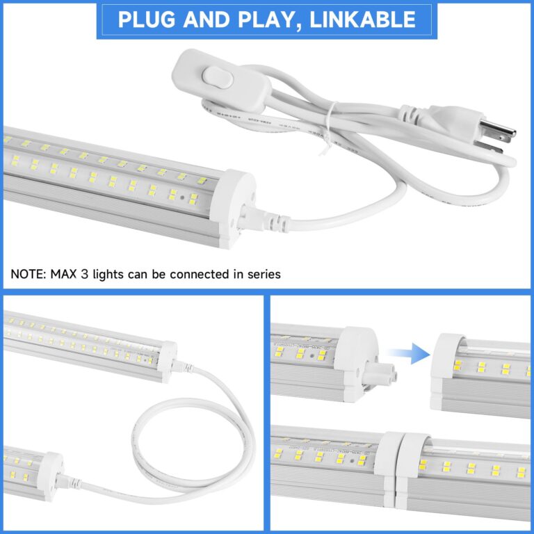 Phiwicsh 8FT LED Shop Light, U Shape 125W Integrated LED Tube Light, 6500K Clear White, 20000LM Super Bright LED Lighting, Flush Mount/Hanging Linkable LED Ceiling Lights for Garage, Plug&Play,6 Pack - Image 5