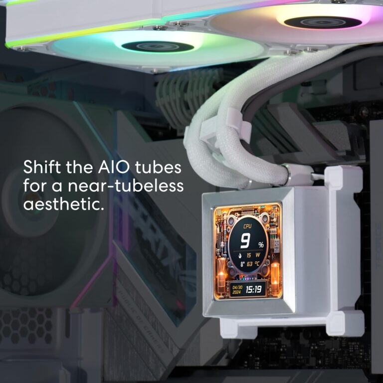 Lian Li Hydroshift 360 AIO - Pre-Installed 3 ARGB Fans, Side-Mounted Coolant Pathway, 2.88” LCD Screen 480 x 480 Res. Captured Images & Recorded Videos -LGA 1851,1700, 1200, AM5, AM4-White (HSLCD36RW) - Image 5