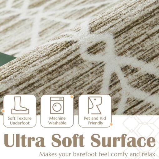 jinchan Moroccan 8x10 Area Rugs for Living Room - Machine Washable Modern Geometric Stain Resistant Ultra-Thin Low-Pile Large Rug Non-Slip Carpet for Bedroom Kitchen Dining Room (8x10ft,Taupe) - Image 5
