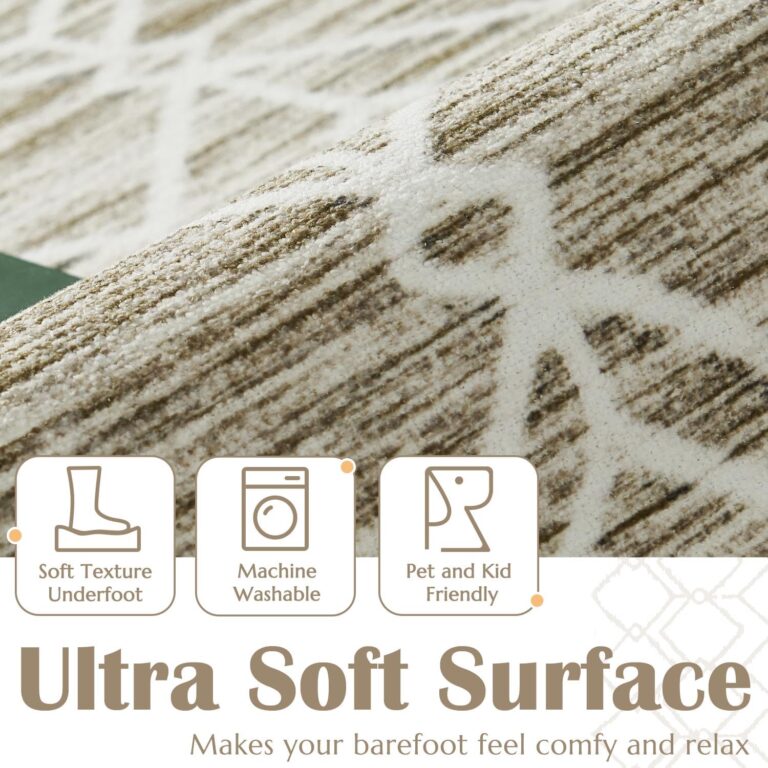 jinchan Moroccan 8x10 Area Rugs for Living Room - Machine Washable Modern Geometric Stain Resistant Ultra-Thin Low-Pile Large Rug Non-Slip Carpet for Bedroom Kitchen Dining Room (8x10ft,Taupe) - Image 5