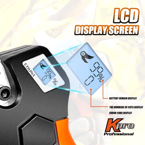 Cordless Electric Pruning Shears 40MM, Kebtek Professional Pruning Shears Battery Powered 18V Brushless Motor 2Pack 2AH Rechargeable Battery-LCD Display Screen (KT940) - Image 7