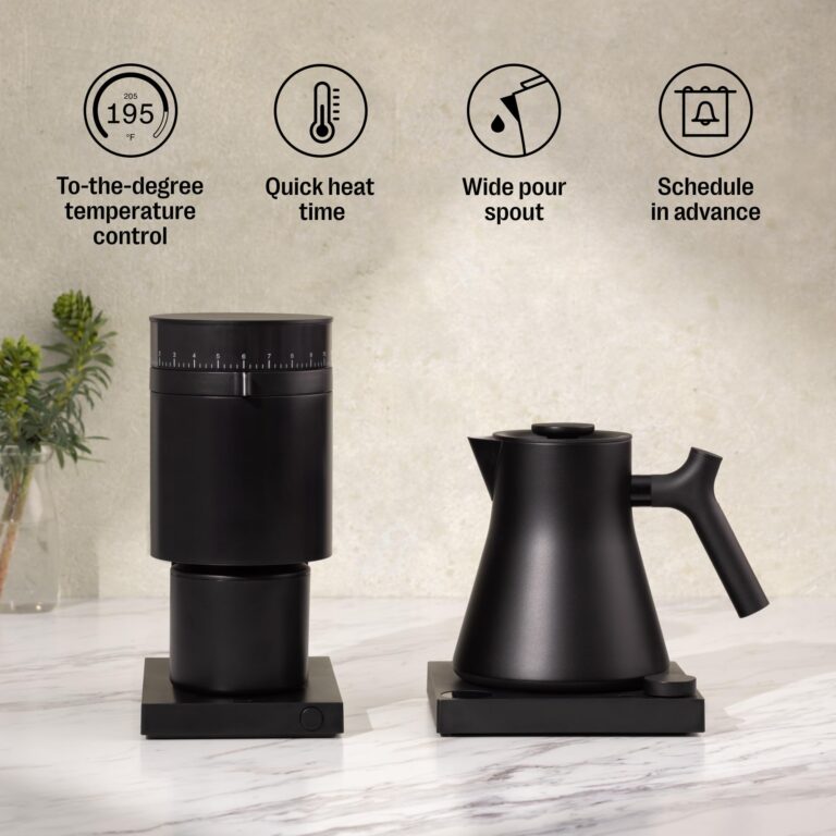 Fellow Corvo EKG Pro Electric Tea Kettle - Quick Heating, Precise Temperature Control Electric Kettle, Scheduling, Built-in Brew Timer for Boiling Water - Stone Blue with Walnut Handle - 0.9 Liter - Image 4