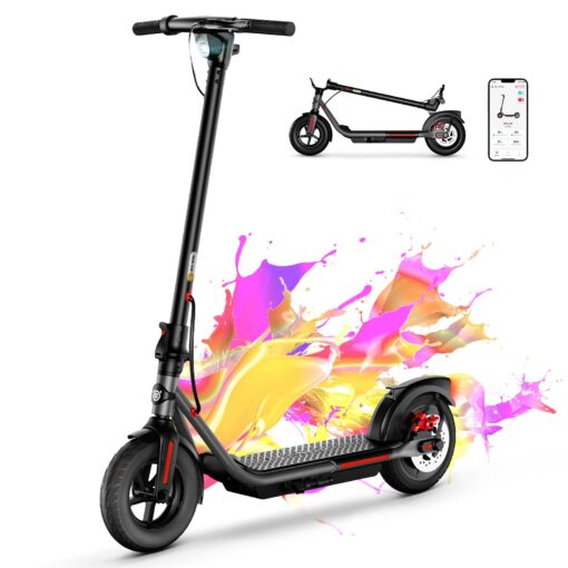 Electric Scooter Adults, 10" Solid Tires, Max 25 Mile Range, 25 MPH＆500W Motor Max Power, Digital Display and Cruise Control Foldable E-Scooter for Adults