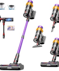 Cordless Vacuum Cleaner, 550W 45KPA 70 Mins Vacuum Cleaners for Home, Self-Standing Cordless Vacuum with Charging Dock Station, LED Display, Upgraded Anti-Tangle Stick Vacuum for Pet Hair/Carpet/Floor