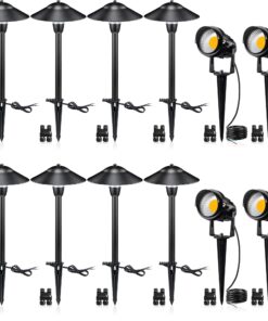 SUNVIE LED Landscape Lights Low Voltage Pathway Lights 12V Landscape Lighting Kit Aluminum Low Voltage Landscape Pathway Lights with Stake Waterproof for Walkway Yard Garden, 12 Pack with Connectors