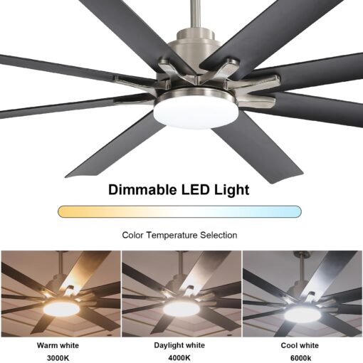 Sofucor 66 Inch Smart Ceiling Fan with Lights and Remote, APP Control, Compatible with Alexa/Google, Indoor Outdoor Low Profile Black Ceiling Fan with 3 Downrod for Living Room Farmhouse Patio - Image 6