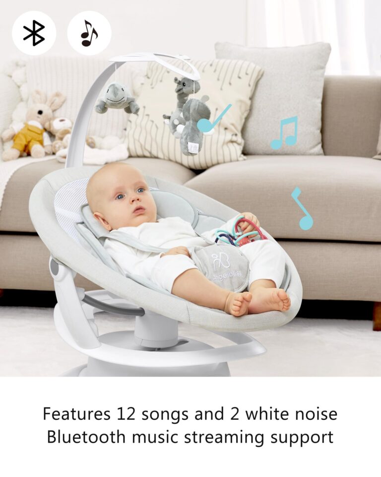 Angelbliss 3 in 1 Baby Swing with Motion Detection, Portable Baby Swings for Infants with Removable Rocker & Stationary Seat, Bluetooth Enabled with 3 Unique Motions (White) - Image 4