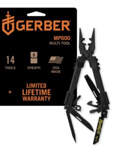 Gerber Gear Gear Multi-Plier 600 - 14-in-1 Bladeless Multipurpose Tool with Screwdriver, Needlenose Pliers, Can Opener, Wire Cutter & More - With Blasting Cap Crimper - Survival Tools