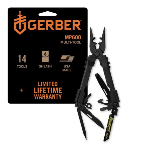 Gerber Gear Gear Multi-Plier 600 - 14-in-1 Bladeless Multipurpose Tool with Screwdriver, Needlenose Pliers, Can Opener, Wire Cutter & More - With Blasting Cap Crimper - Survival Tools