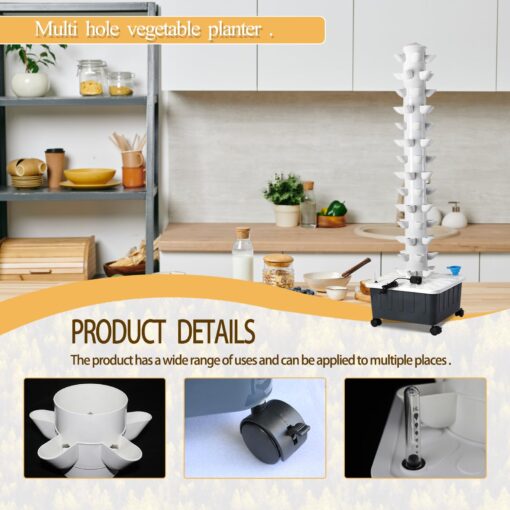 JPWDDWYT Hydroponics Tower Indoor Growing System Vertical Garden Planter Indoor Smart Garden Kit with Pump and Movable Water Tank Vegetable Plant Gift for Gardening Lover (70-Plants) - Image 4