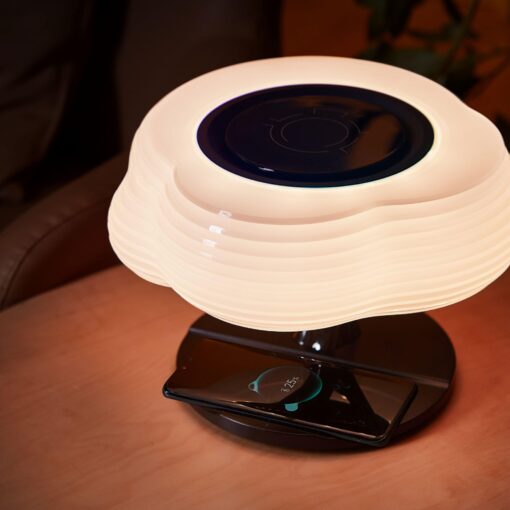 MODIRNATION Bonsai Modern LED Bedside Smart Table Lamp with Built-in TWS Bluetooth Speaker and Qi Wireless Charger for Home and Office, Stepless Dimming with Sleep Mode (Clouds) - Image 4