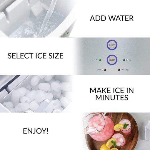 Igloo ICEB33SL Large-Capacity Automatic Portable Electric Countertop Ice Maker Machine, 33 Pounds in 24 Hours, 9 Ice Cubes Ready in 7 minutes, With Ice Scoop and Basket, Perfect for Water Bottles - Image 3