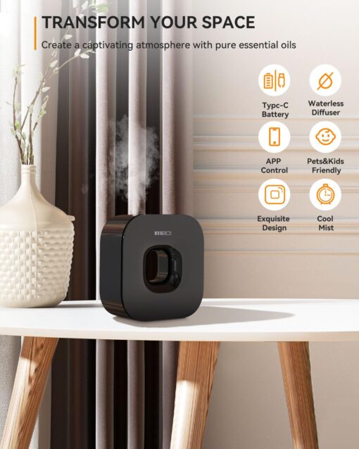 MEIDI Smart Bluetooth Aromatherapy Machine, hvac scent diffuser waterless Essential Oil Diffuser, APP Control, Suitable for Home, Office, Hotel, Yoga spa - Image 2
