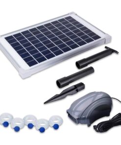 Solariver - 12-Watt Solar Aerator Kit with 5 Air Stones, Sun-Powered, Easy-to-Install & Maintenance-Free Outdoor Aerator for Fish Ponds, Water Trough, Koi Pond, Aquaculture, Hydroponics & More