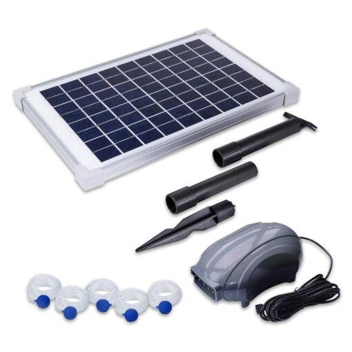 Solariver - 12-Watt Solar Aerator Kit with 5 Air Stones, Sun-Powered, Easy-to-Install & Maintenance-Free Outdoor Aerator for Fish Ponds, Water Trough, Koi Pond, Aquaculture, Hydroponics & More