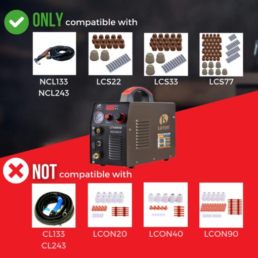 LOTOS LT5000D Plasma Cutter, 2024 Upgraded 5/8 inch 16mm Clean Cut 3/4 inch 20mm Severance Cut 50A Plasma Metal Cutter Machine, Plasma Cutting Equipment, Dual Voltage 120V or 240V, Brown - Image 4