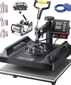 VEVOR 8 in 1 Heat Press Machine 15x15 Inch, 360° Swing Away Tshirt Press, Digital Professional Sublimation Heat Transfer for T Shirts Hat Cap Mug Plate