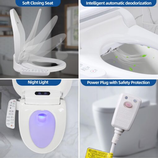 TooCust Bidet Toilet Seat Elongated - Electronic Heated Toilet Seat Elongated with Dryer and Warm Water, Temperature Controlled Wash, Smart Touch Panel, Nightlight, Elongated Toilet Seat Slow Close - Image 4