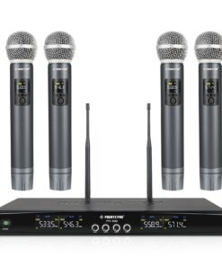 Phenyx Pro Wireless Microphone System, Metal Wireless Mic Set with 4 Cordless Mics, 4x25 UHF Adjustable Frequencies, 200ft Range, Dynamic Microphones for Singing, Karaoke, Church, DJ (PTU-5200-4H)