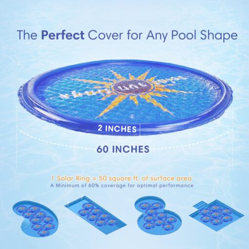 Solar Sun Rings Portable Above Ground Inground Swimming Pool Hot Tub Spa Heating Accessory Circular Heater Solar Cover, Blue (6 Pack) - Image 5