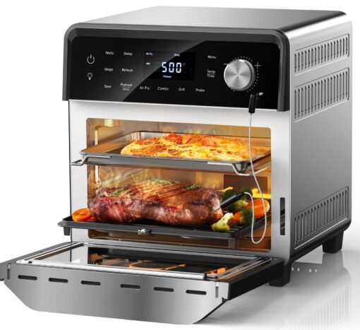 Nuwave TODD ENGLISH Air Fryer Grill Oven Combo, TRUE Char & Flavor, 100 in 1 Super Convection Toaster Oven Countertop, Excellent Thermal Insulation, POWERPORT™ Plug-In Grill, 550°F, Stainless Steel