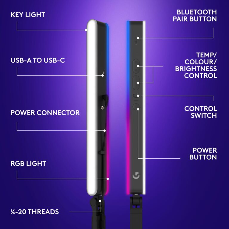 Logitech G Litra Beam LX Premium Dual-Sided RGB LED Streaming Key Light + Yeti GX Dynamic RGB Gaming Microphone with LIGHTSYNC, USB - Image 2