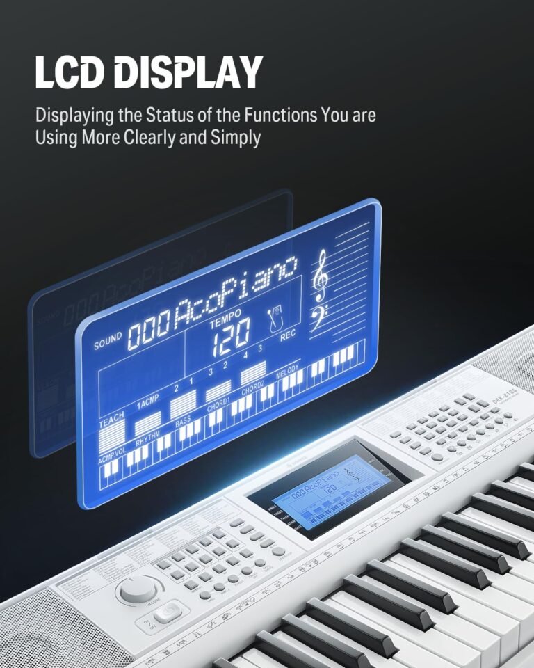 Donner Keyboard Piano 61 Key, Electric Keyboard Kit with 249 Voices, 249 Rhythms - Includes Piano Stand, Stool, Microphone, Gift for Beginners, White(DEK-610S) - Image 6