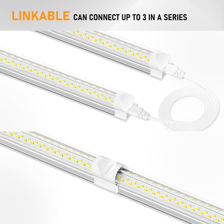 ONLYLUX 8ft LED Shop Light, 8' 100W 15000lm 6000K (12 Pack), 8 Foot Linkable led Shop Lights with Plug Fixture for Garage Workshop, T8 LED Tube Lights, High Output, - Image 3