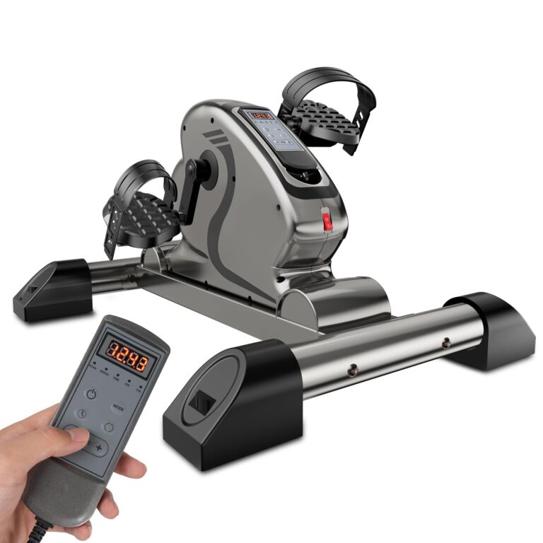 HNLIY Mini Exercise Bike Electric Pedal Exerciser with Upgraded Non-slip Base Remote Control Indoor Under Desk Bike for Hand, Arm, Knee, Leg Home Recovery Workout Equipment Elderly Motorized Exerciser