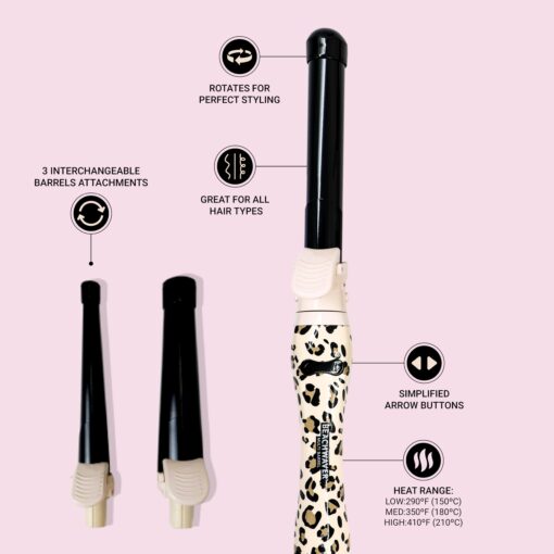 The Beachwaver Co. Multi Barrel Beachwaver - Classic Catwalk | Professional Ceramic Rotating Curling Iron w/ 3 Attachments | Adjustable Heat, Ergonomic Handle, Travel-Friendly | B-Series (BWIB3N1C) - Image 3