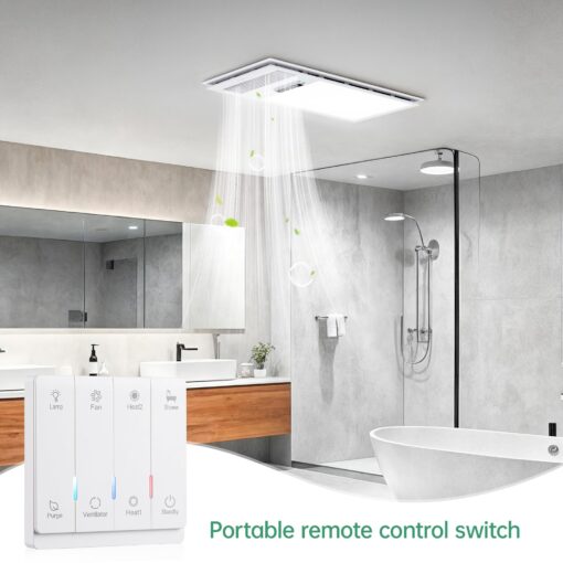 VallisCo Bathroom Exhaust Fan with Light and Heater, 4 in 1 Bathroom Fan with Heater, 1800W Heating Power, Remote Control, Quiet & Powerful for Ventilation, Lighting, Heating, and Drying - Image 3