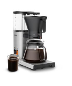 KRUPS Essential Brewer 8 Cup Drip Coffee Maker Machine SCA-Certified, Blooming Technology, Barista-Quality Precise Brewing, Stainless Steel Design and Aroma Tube, Easy to Clean Dishwasher Safe, Silver