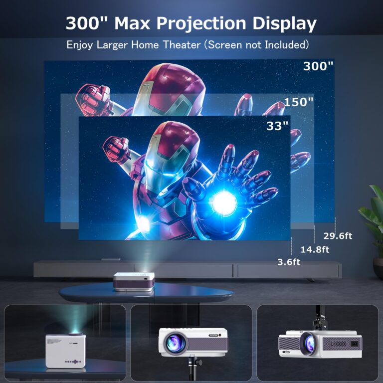 Projector with WiFi and Bluetooth, FUDONI 5G WiFi Native 1080P Outdoor Projector 15000L Support 4K, Portable Movie Projector with Keystone & Zoom, for iOS/Android/Laptop/TV Stick/HDMI/USB/VGA/TF - Image 4