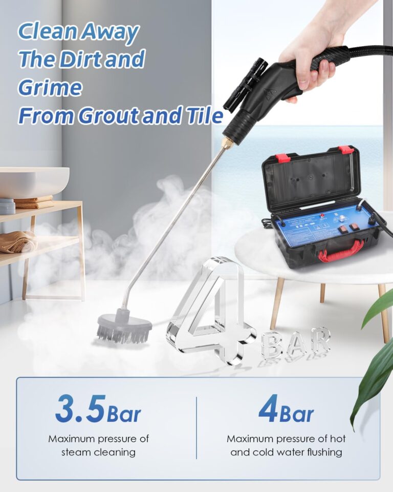 Hapyvergo High Pressure Steam Cleaner, 1700W Steamer for Cleaning Grout Tile, Heavy Duty Portable Steamer Cleaner for Car Auto, High Heat Cleaning Steamer for Home Shower All Surfaces 110V - Image 4