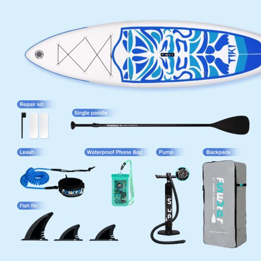 FunWater Inflatable 10'6×33"×6" Ultra-Light (17.6lbs) SUP for All Skill Levels Everything Included with Stand Up Paddle Board, Adj Floating Paddles, Pump, ISUP Travel Backpack, Leash,Waterproof Bag - Image 6