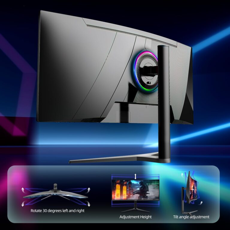 CUNPU 34 Inch UltraWide Curved Gaming Monitor, WQHD 3440x1440p 165Hz Monitor, HVA Panel, 1500R Curvature, sRGB 100%, HDR 300, FREESYNC, Height/Tilt/Swivel Adjustable Stand, HDMI/DisplayPort - Image 3