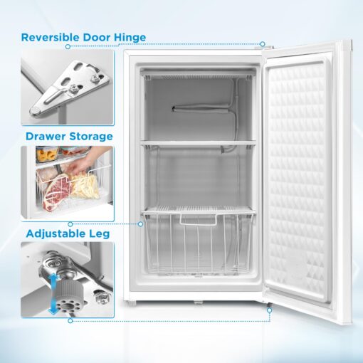 Midea WHS-109FW1 Upright Freezer, 3.0 Cubic Feet, White - Image 8