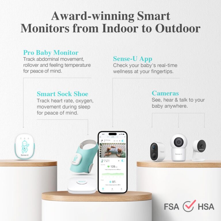 Sense-U Smart Baby Monitor Pro(Long Range) with Arousal Vibration, Audible & App Alerts Anywhere: Tracks Abdominal Movement, Rollover, Sleeping Position, Feeling Temperature, Wearable Sleep Monitor - Image 4
