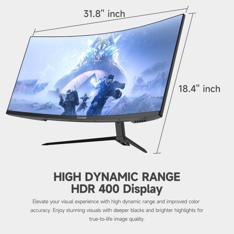 memzuoix 34 Inch Curved Gaming Monitor - Ultra Wide QHD 1440p 165Hz, 100% sRGB, 1ms Response, FreeSync, HDMI/DP, Built - in Speakers, 1500R WQHD 3440x1440 with Back RGB Lights (Black)​ - Image 4