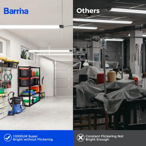 Barrina BS84 LED Shop Lights for Workshop 4FT, 84W, 10000LM, 5000K Utility Shop Lights, Pull Chain ON/Off, Hanging or Flush Mount, ETL, 10 Packs - Image 8