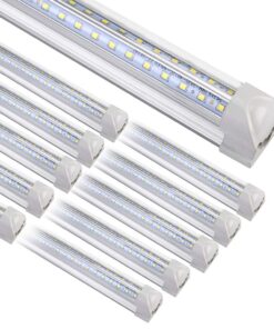 Henwsi 8FT LED Shop Light Fixture, White 10 Pack T8 Integrated Tube Lights, 72W 9500LM 6500K High Output Clear Cover, V Shape 270 Degree Lighting for Garage Warehouse, Upgraded Lights Plug and Play