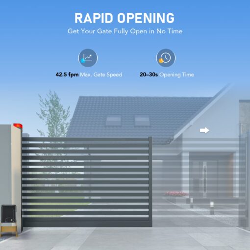 CO-Z APP Smart Automatic Sliding Gate Opener, 280W Electric Gate Opener for Doors up to 1400lb 40ft, Driveway Home Garden Gate Opening System, Gate Complete Kit with Remote Control & IR Sensor - Image 2
