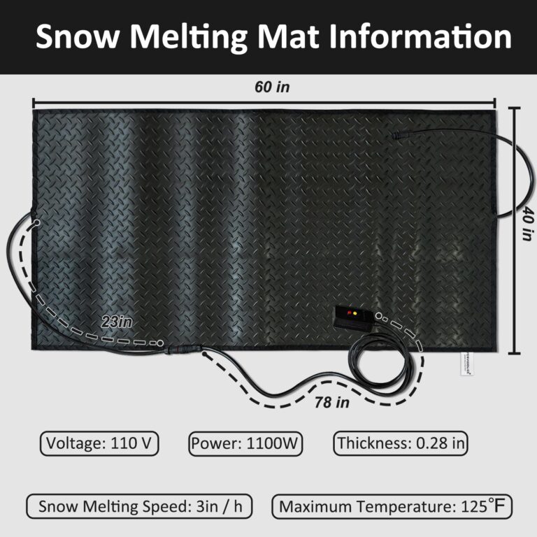 anqaros Heated Snow Melting Mats,40x60in Snow Melting Mats Outdoor,Electric Ice Melting Mats for Winter Snow Removal,Driveway Heating Mat for Snow,Heated Walkway Mats Outdoor with 10ft Power Cord - Image 9
