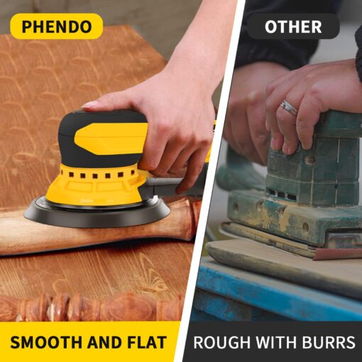 PHENDO Electric Random Orbital Sander Brushless 350W 3A Multi-function Variable Speed Corded Orbital Sanders Machine For Woodworking, Car, Drywall Sanding, Polishing… - Image 2