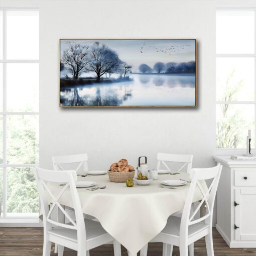 SDYA White Canvas Wall Art Black Wall Decor Landscape Pictures for Living Room Bird Bedroom Decor Tree Modern Artwork Decoration 24x48in - Image 4