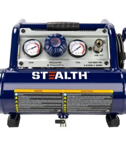 STEALTH Air Compressor 1 Gallon, 1/2HP Max 125 PSI, Induction Motor, 0.8 CFM@90PSI, 1.3 CFM@40PSI, Oil-Free Maintenance Free Light Weight Electric Air Tools for Drilling, Nailing, Grinding, SAUQ-1105
