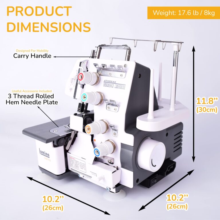 Lumina Sienna Serger Sewing Machine - Industrial Grade Sergers & Overlock Machines with Durable Metal Frame, 3-4 Serger Thread Capability - Overlocker Sewing Machine for Heavy Duty Fabric - Image 9