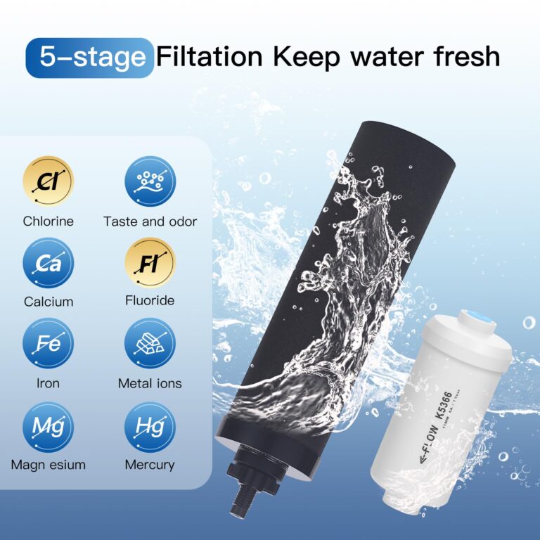 FACHIOO Glass Gravity-Fed Water Filter System, Countertop System with 2 Black NSF/ANSI 42 Certification Elements, 2 Fluoride, Metal Spigot and Stand, Reduces Fluoride and Chlorine, 2.25G - Image 8