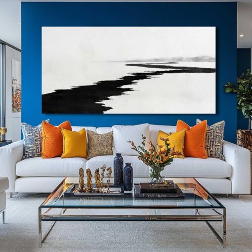 Simple Decorative Pictures Modern Home Decor 29"x58" Abstract Wall Art for Living Room Kitchen Artwork Black Photo Prints - Image 2